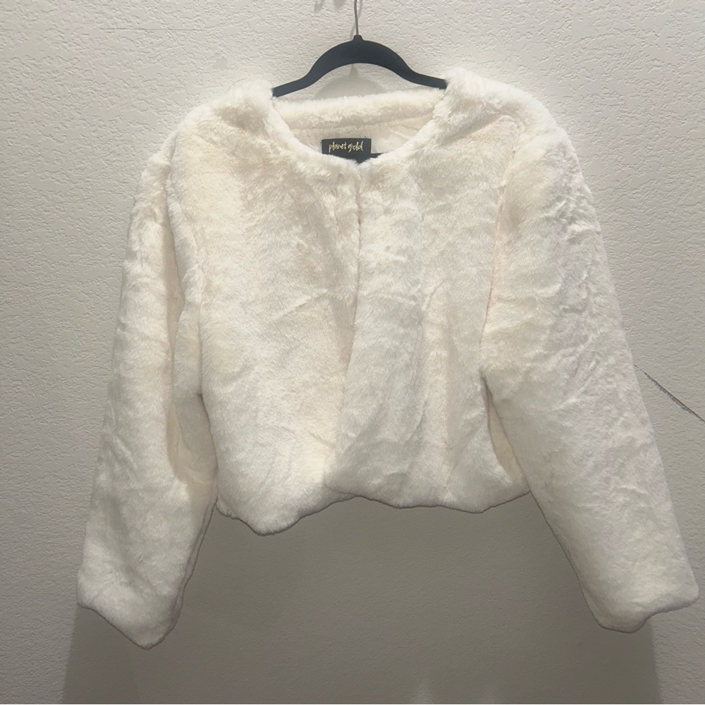 Planet Gold Women’s 3XL Cream Faux Fur Teddy Jacket